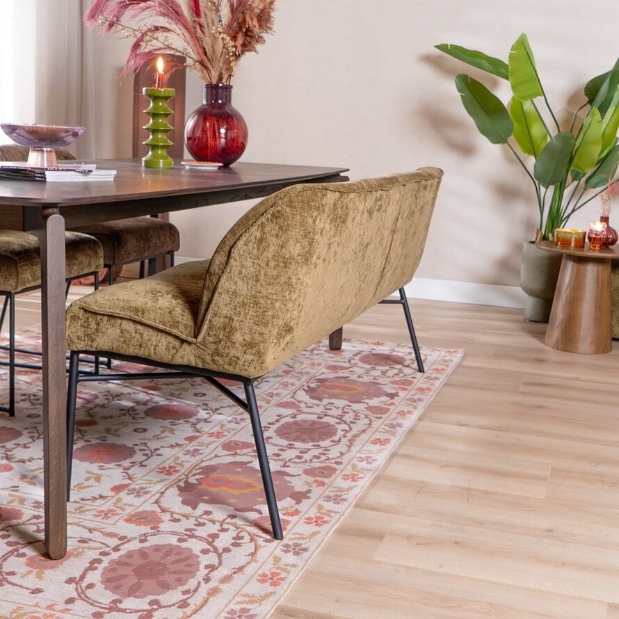 Esszimmerbank Momo Chenille Olivgrün 155 cm