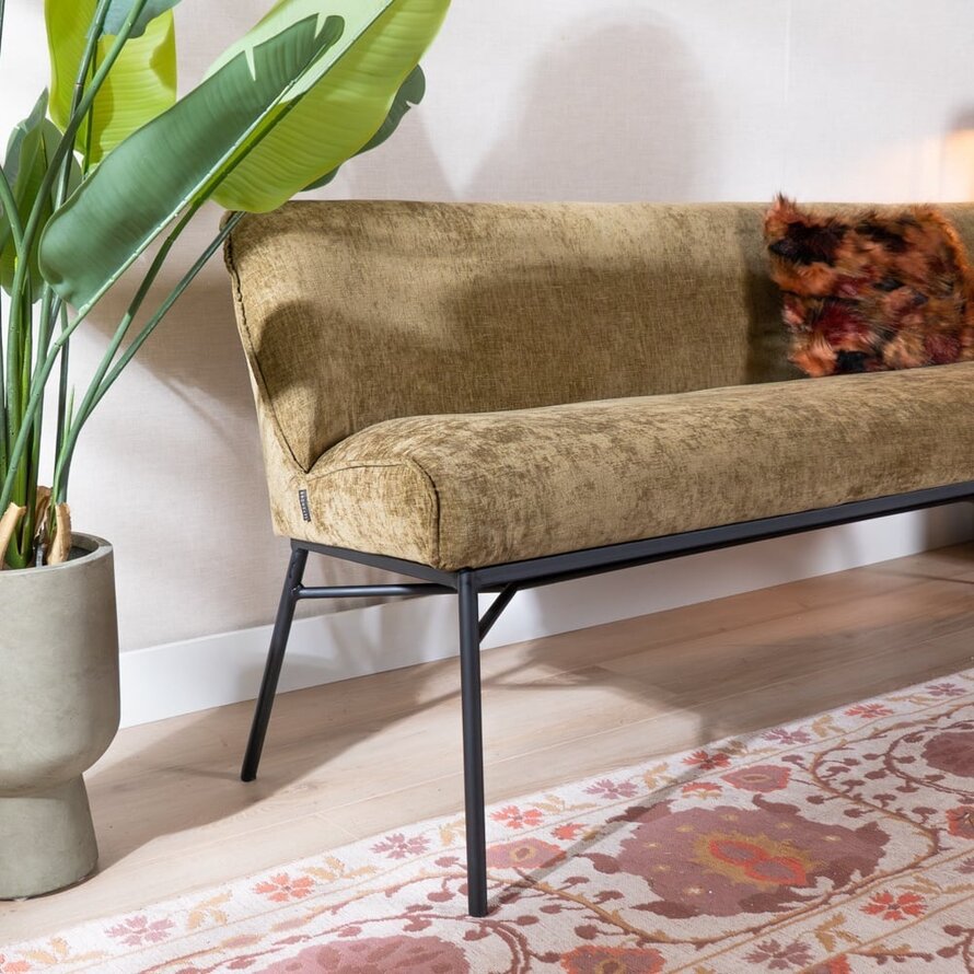 Esszimmerbank Momo Chenille Olivgrün 155 cm