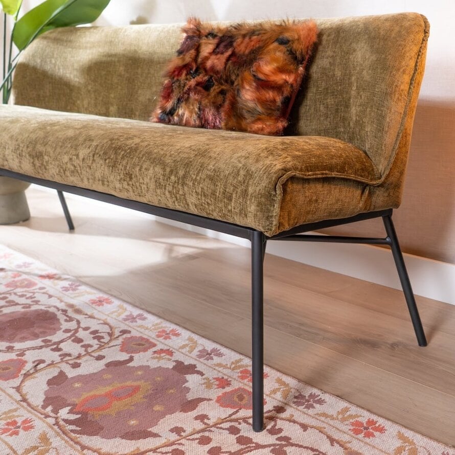 Esszimmerbank Momo Chenille Olivgrün 155 cm