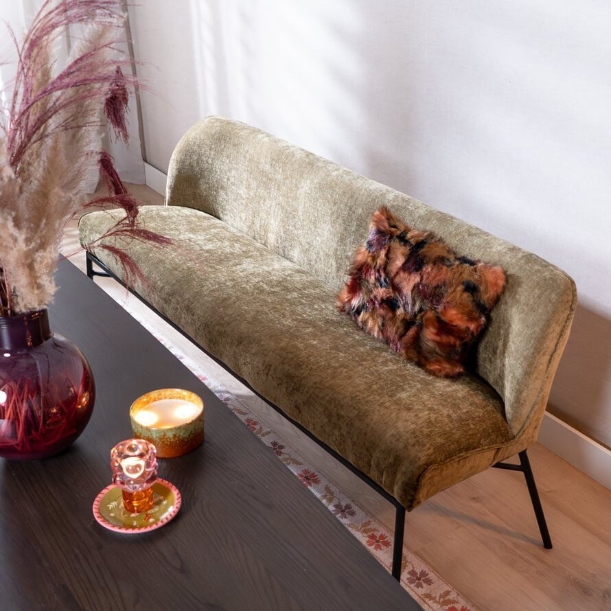 Esszimmerbank Momo Chenille Olivgrün 155 cm