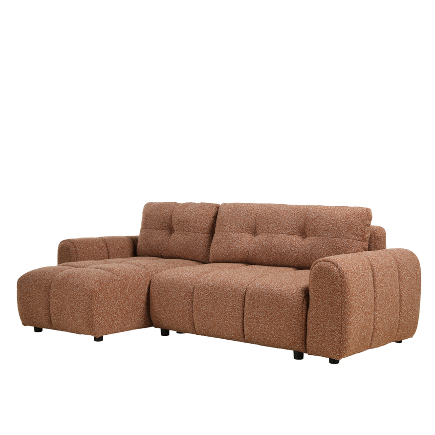 Schlafsofa 2-Sitzer Inka Bouclé Melange terrakotta links/rechts