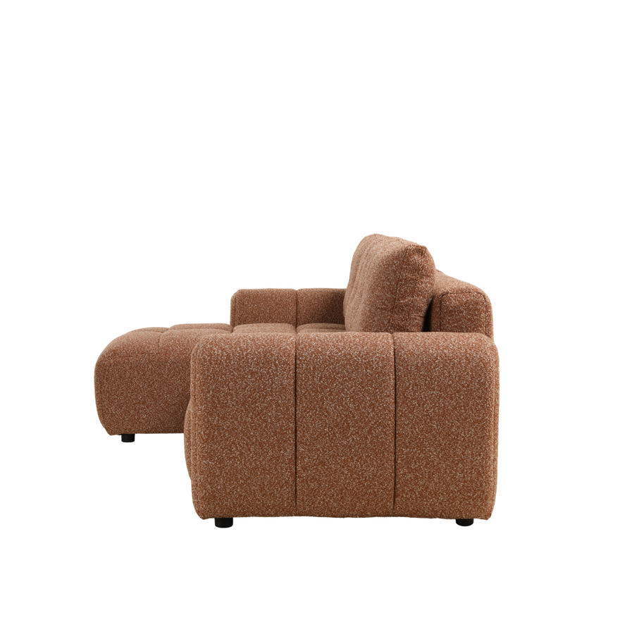 Schlafsofa 2-Sitzer Inka Bouclé Melange terrakotta links/rechts