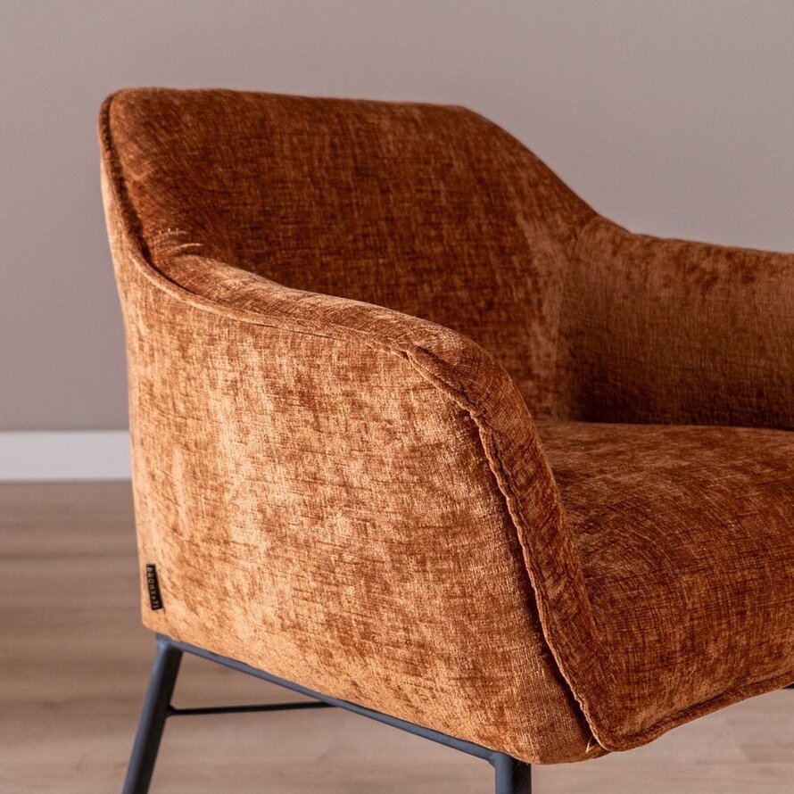 Stuhl mit Rollen Enzo Chenille Kupfer