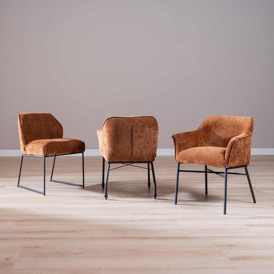 Stuhl mit Rollen Enzo Chenille Kupfer