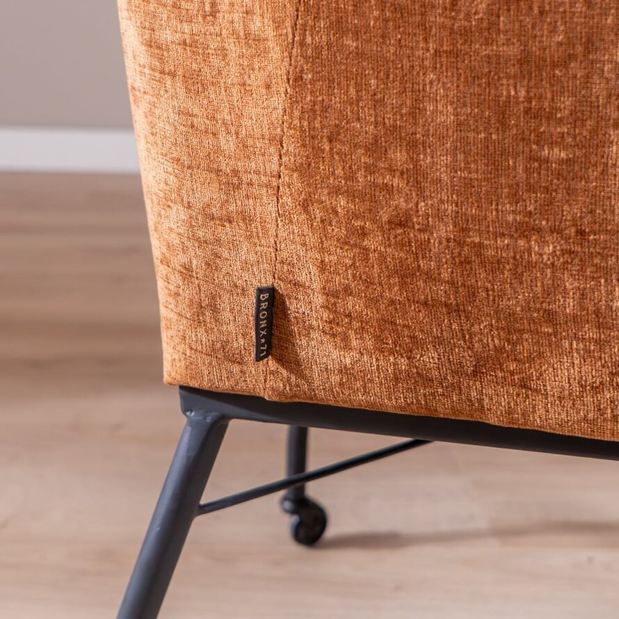 Stuhl mit Rollen Enzo Chenille Kupfer