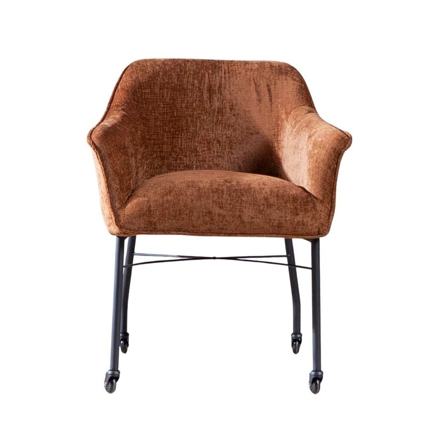 Stuhl mit Rollen Enzo Chenille Kupfer