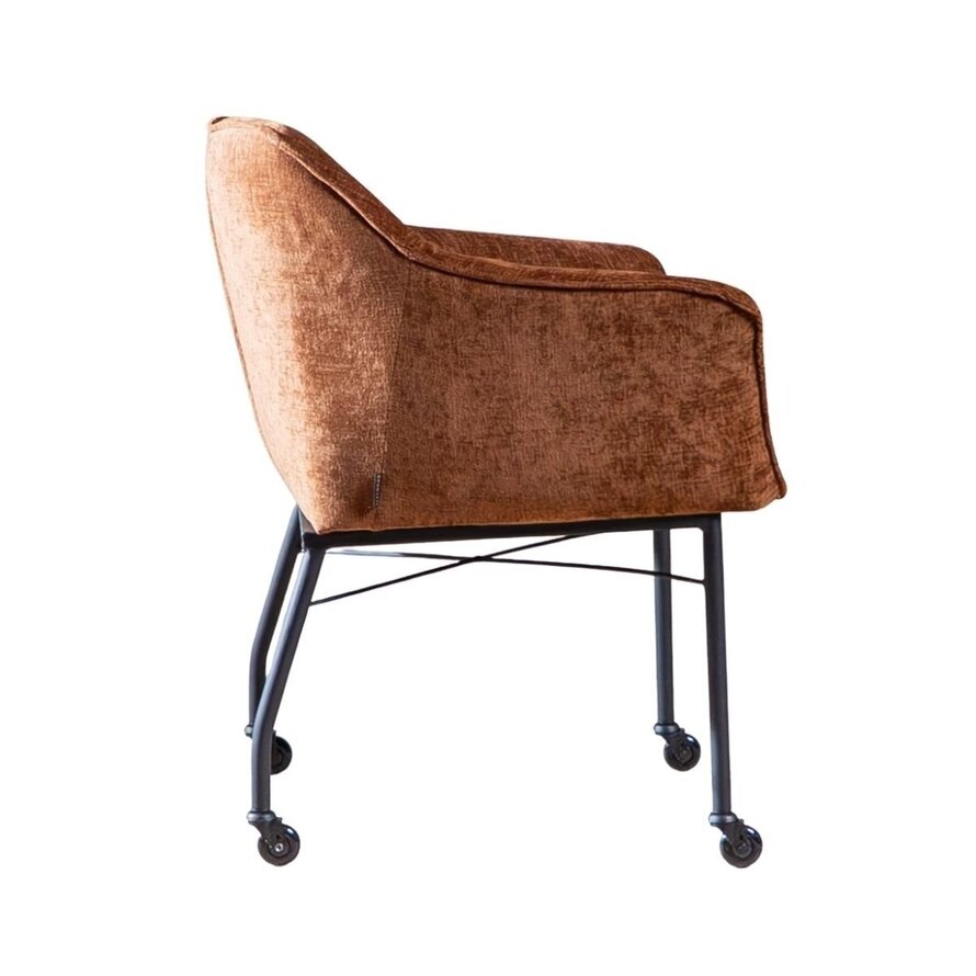 Stuhl mit Rollen Enzo Chenille Kupfer