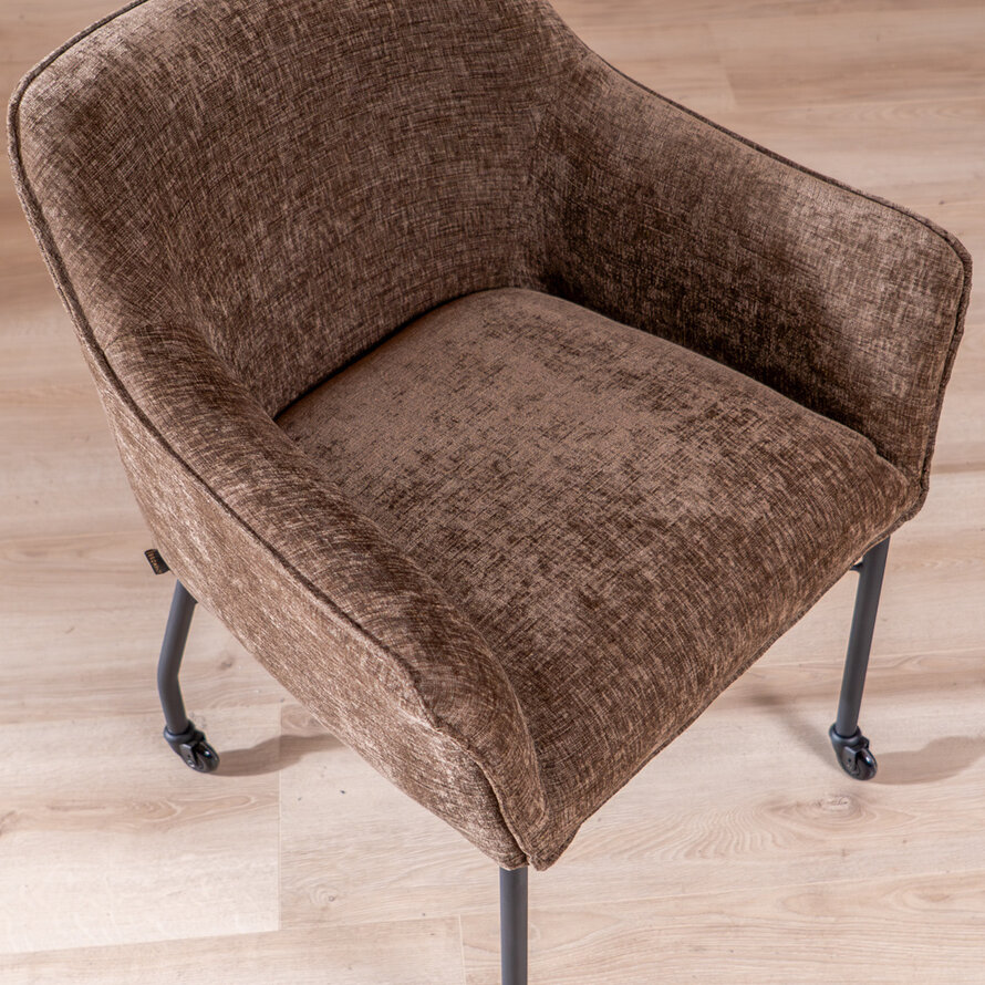 Stuhl mit Rollen Enzo Chenille Mocha