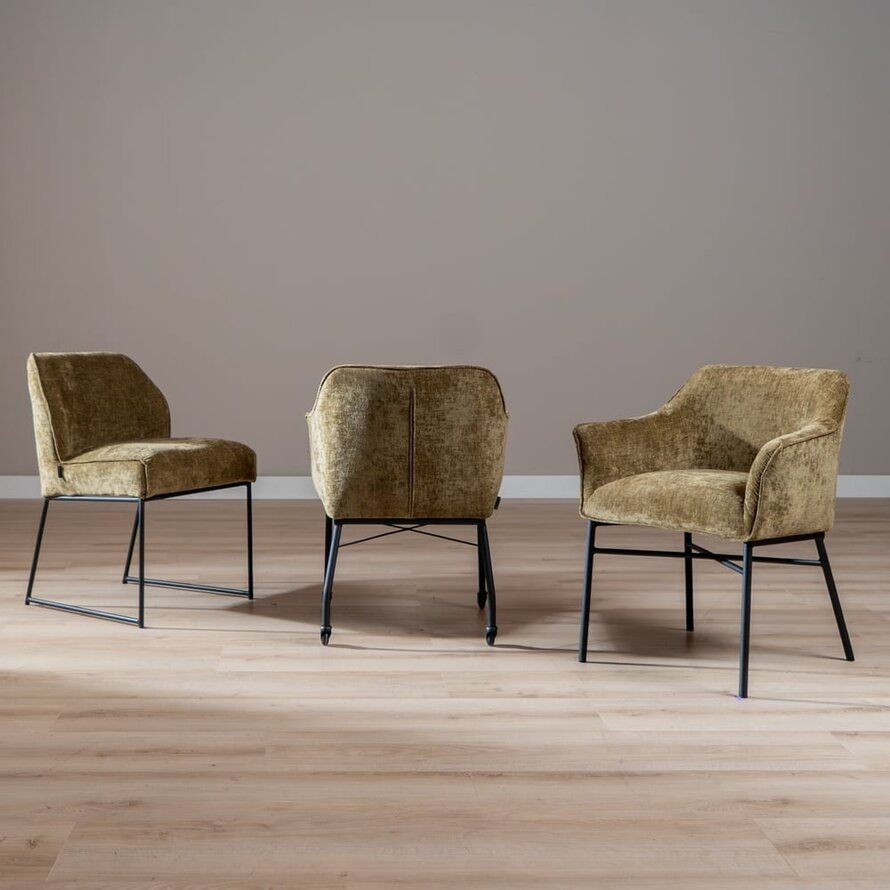 Stuhl mit Rollen Enzo Chenille Olivgrün