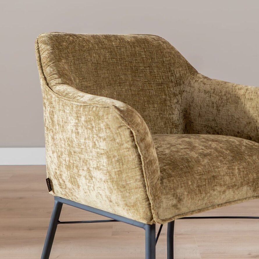 Stuhl mit Rollen Enzo Chenille Olivgrün