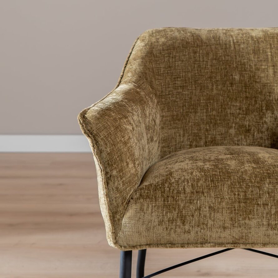 Stuhl mit Rollen Enzo Chenille Olivgrün