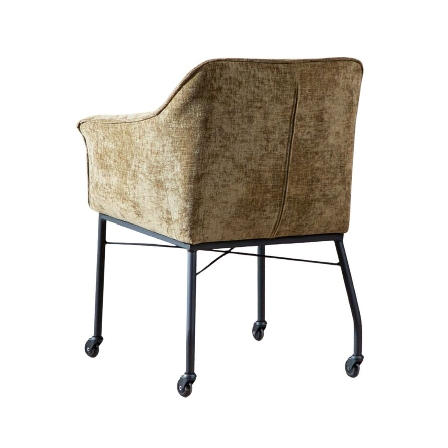 Stuhl mit Rollen Enzo Chenille Olivgrün