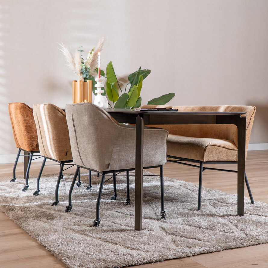 Stuhl mit Rollen Enzo Chenille Peach