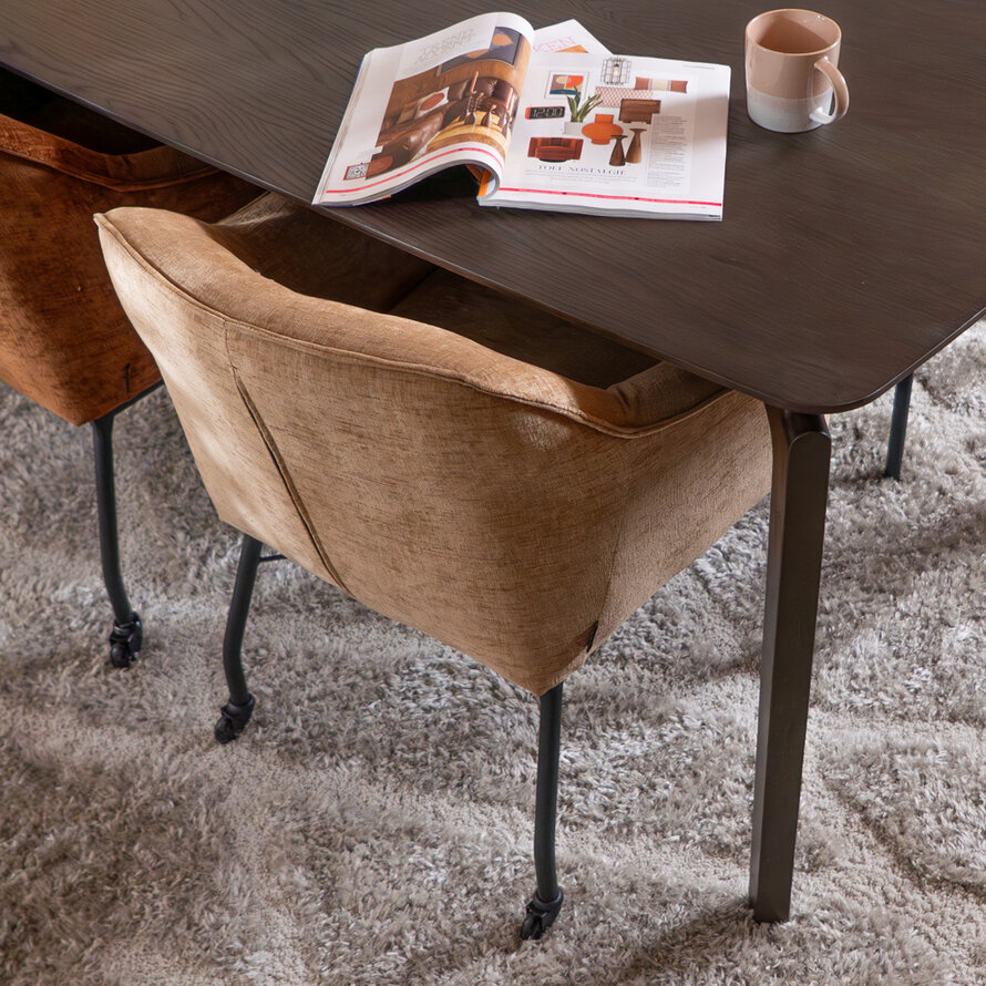 Stuhl mit Rollen Enzo Chenille Peach