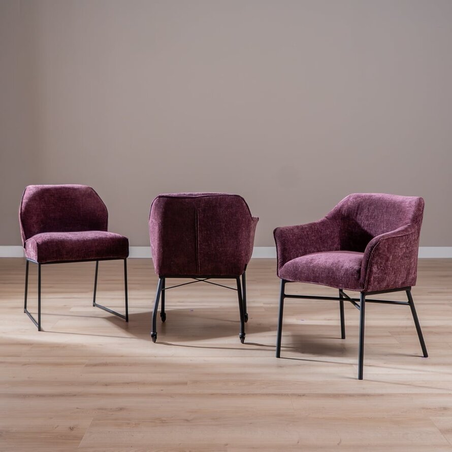 Stuhl mit Rollen Enzo Chenille Lila