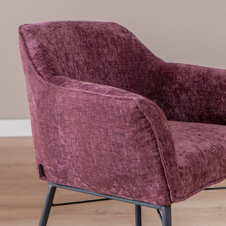 Stuhl mit Rollen Enzo Chenille Lila