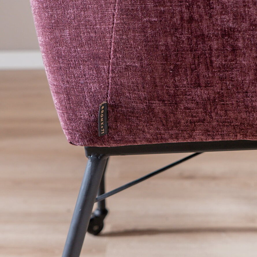 Stuhl mit Rollen Enzo Chenille Lila