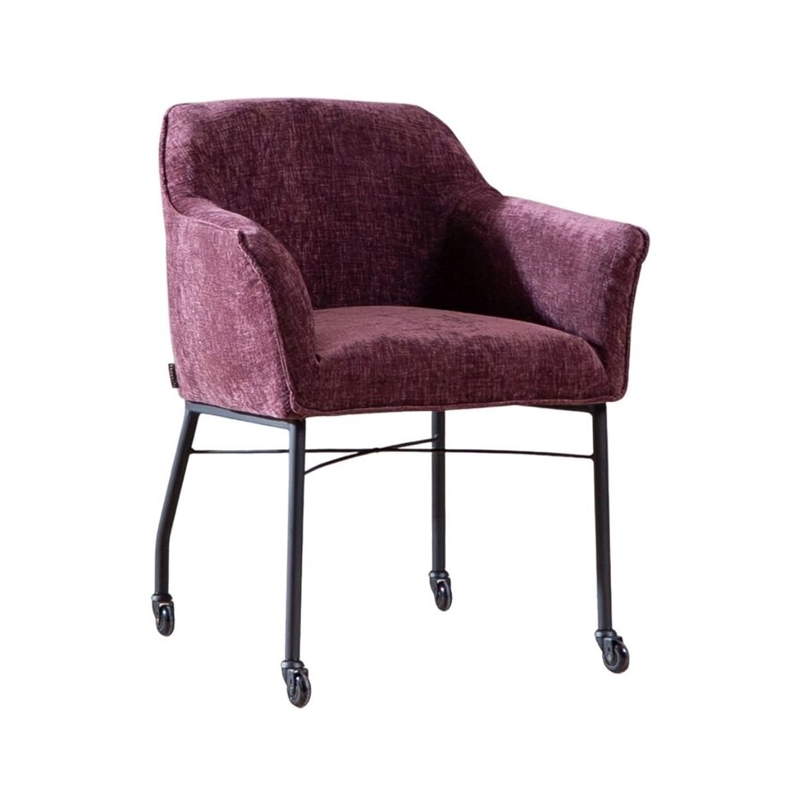 Stuhl mit Rollen Enzo Chenille Lila