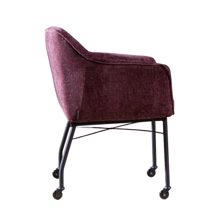 Stuhl mit Rollen Enzo Chenille Lila