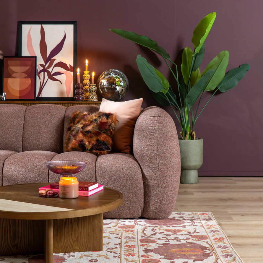 3-Sitzer-Sofa Luca Bouclé rot/rosa