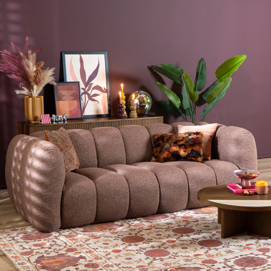 3-Sitzer-Sofa Luca Bouclé rot/rosa