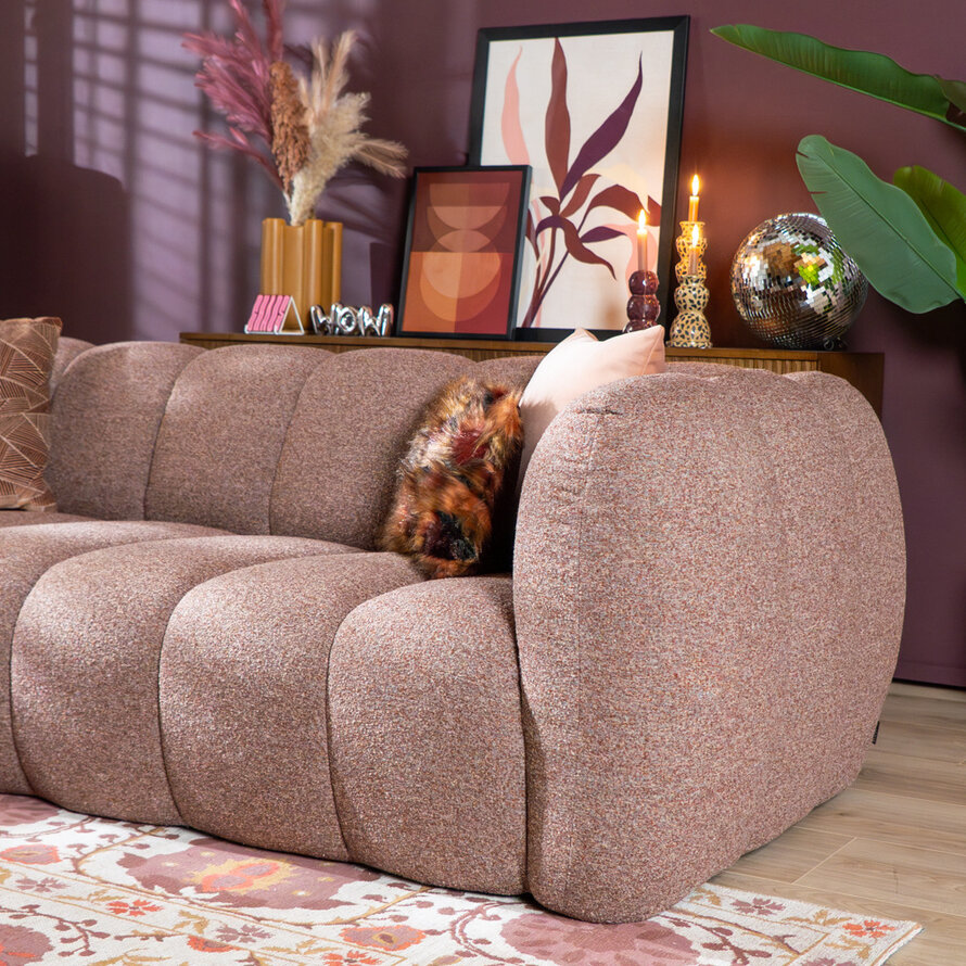 3-Sitzer-Sofa Luca Bouclé rot/rosa