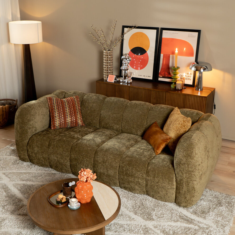 3-Sitzer-Sofa Luca chenille olive grün