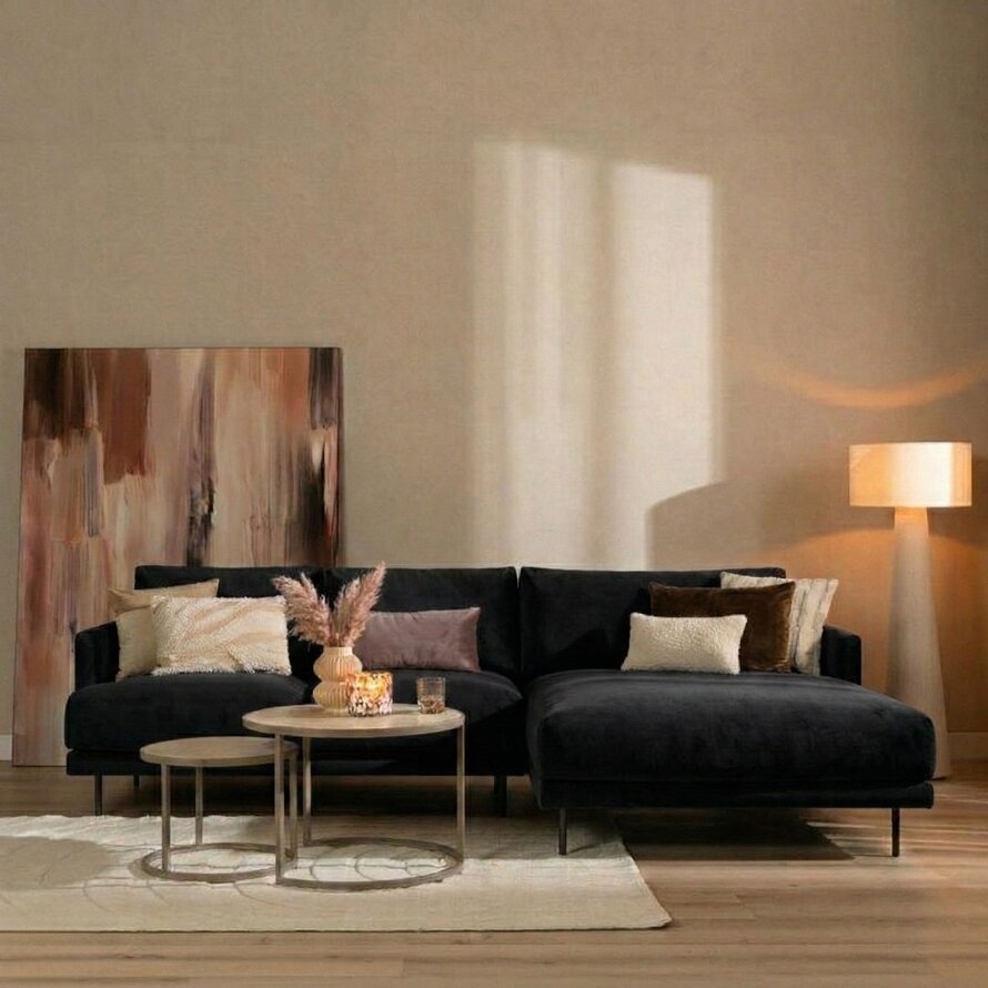 Ecksofa Denver Samt schwarz rechts