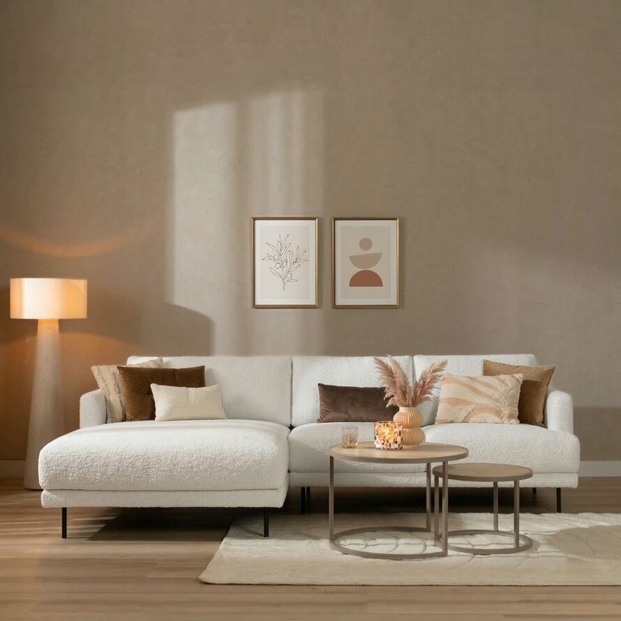 Ecksofa Denver Bouclé weiß links