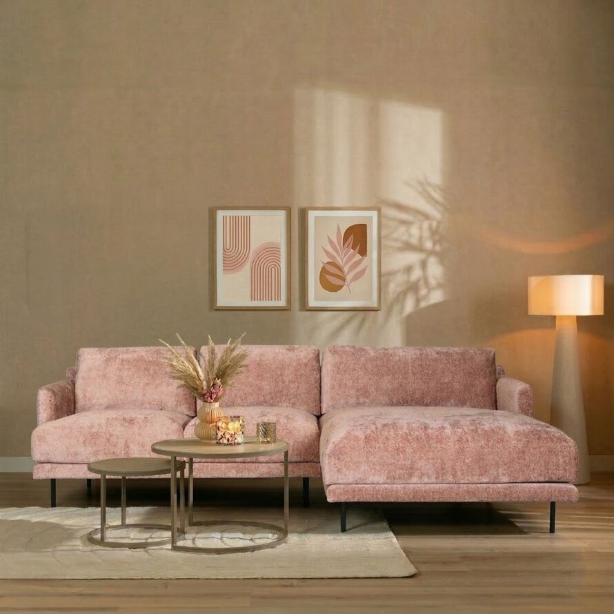 Ecksofa Denver Chenille pink rechts