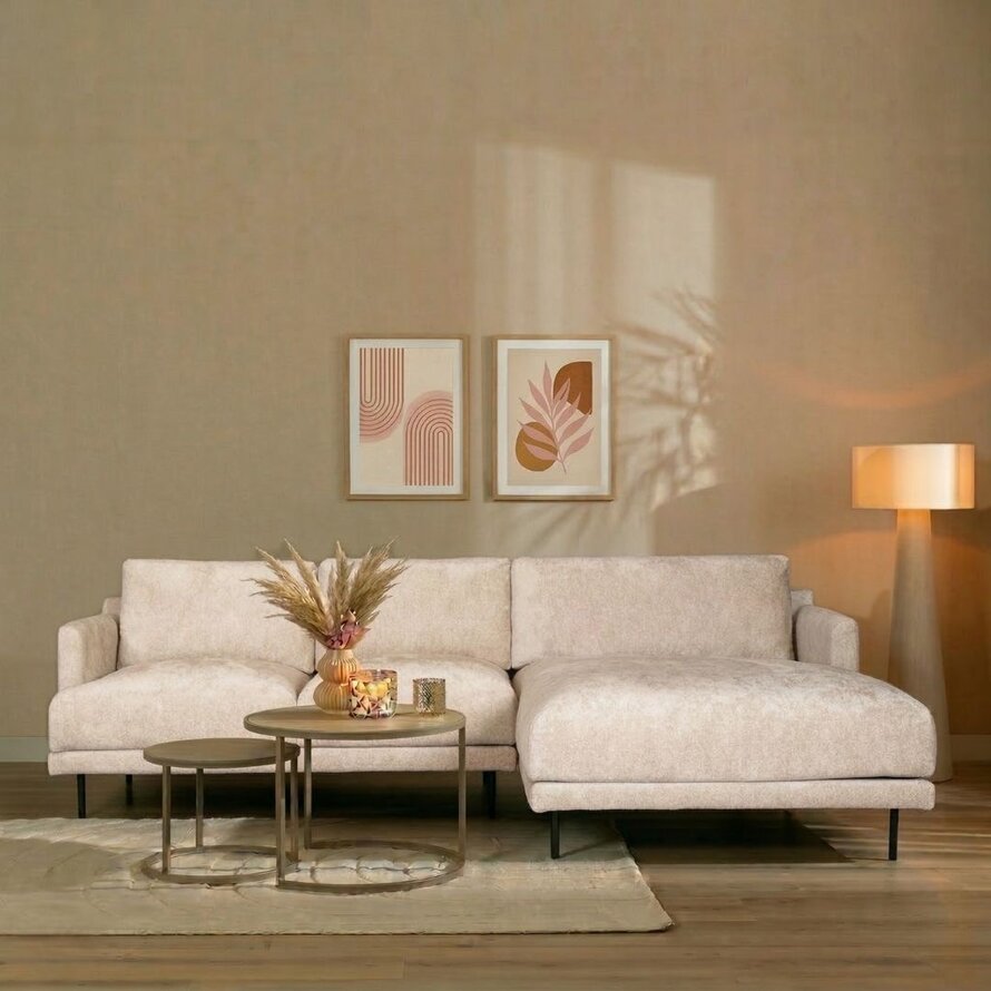 Ecksofa Denver Chenille weiß rechts