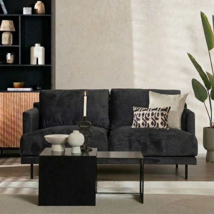 Design Sofa Denver 2,5-Sitzer Stoff schwarz
