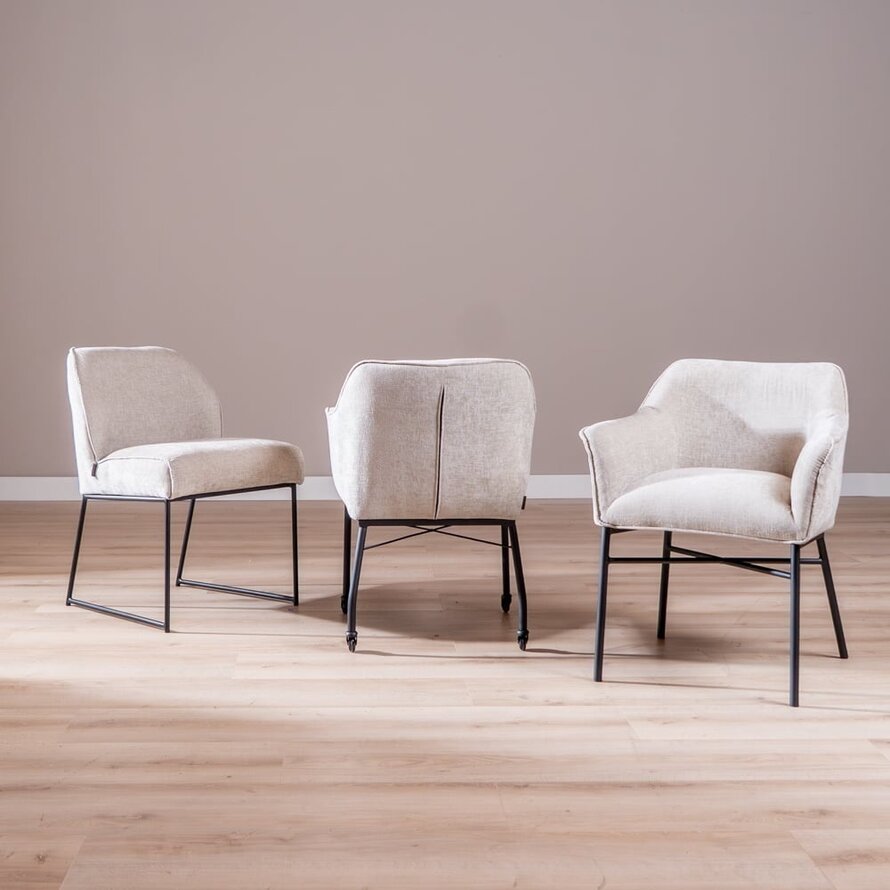 Stuhl mit Rollen Enzo Chenille Sand