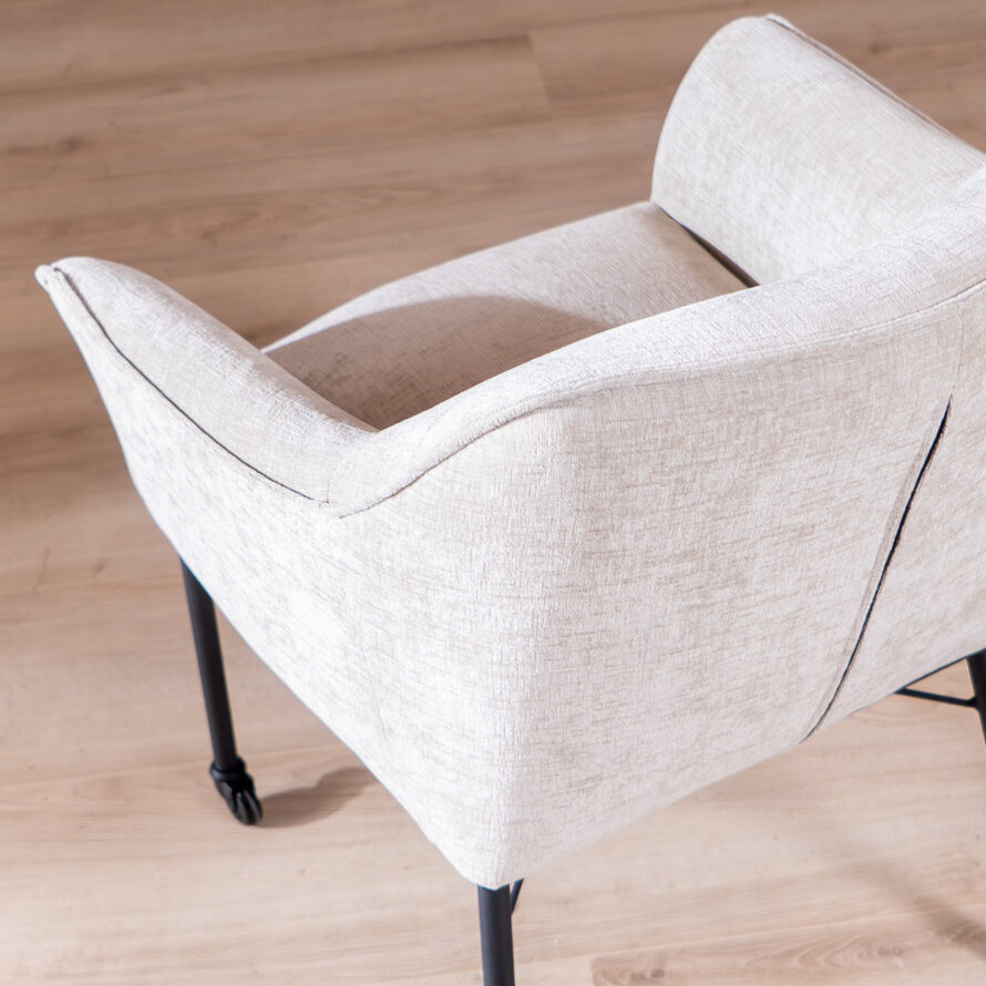 Stuhl mit Rollen Enzo Chenille Sand