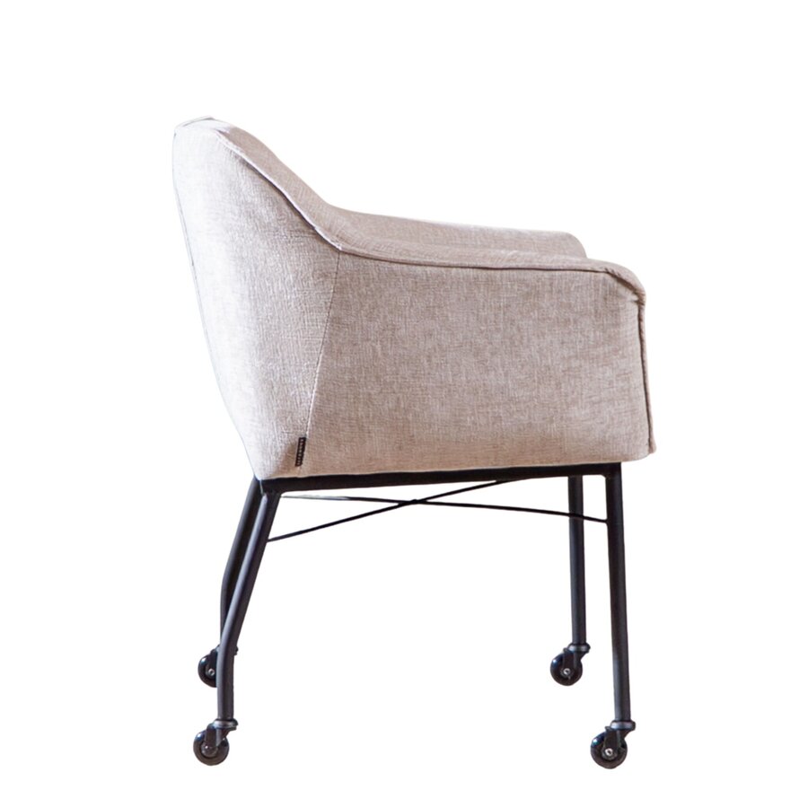 Stuhl mit Rollen Enzo Chenille Sand