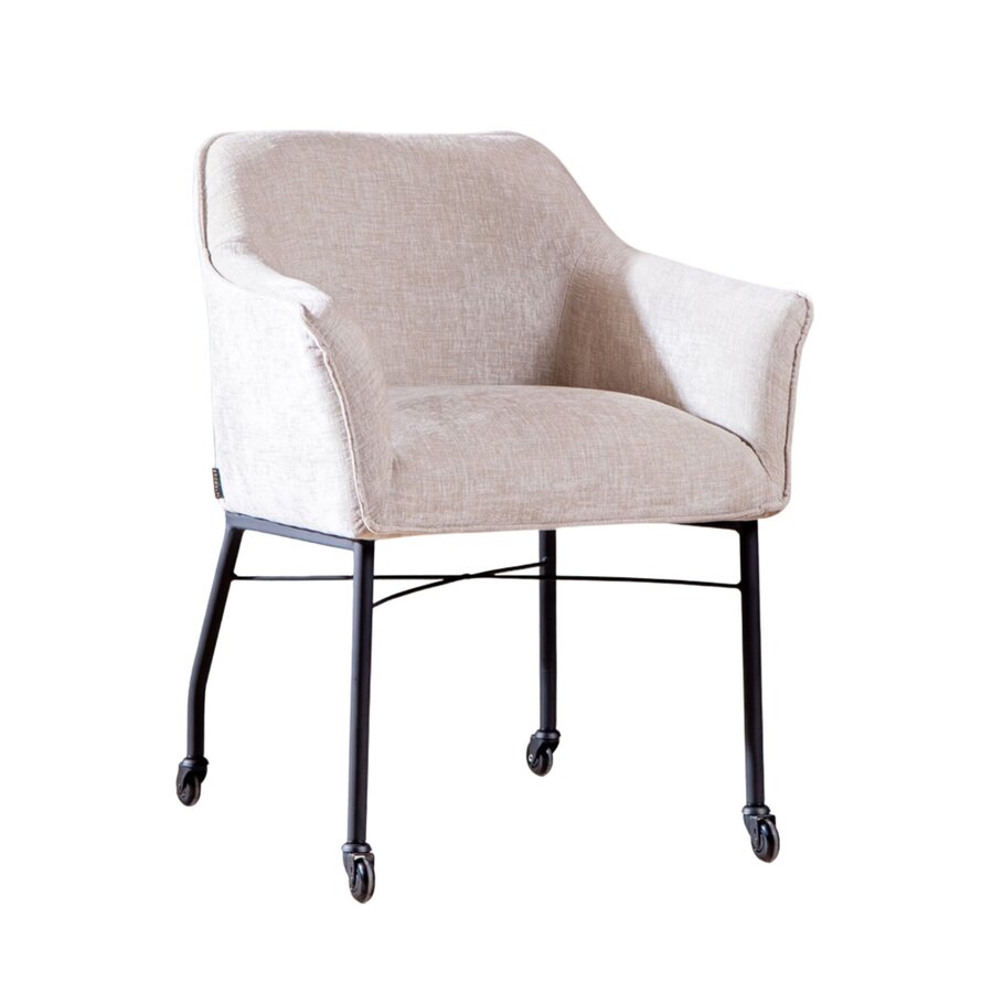 Stuhl mit Rollen Enzo Chenille Sand