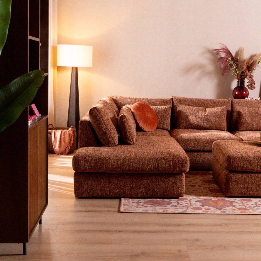 U-Sofa Kyle 6-Sitzer chenille rot