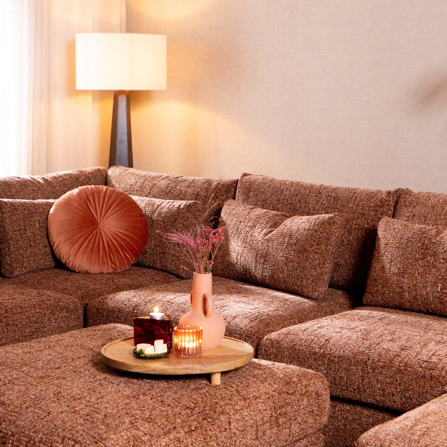 U-Sofa Kyle 6-Sitzer chenille rot