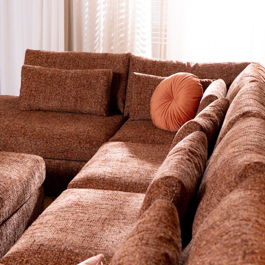 U-Sofa Kyle 6-Sitzer chenille rot