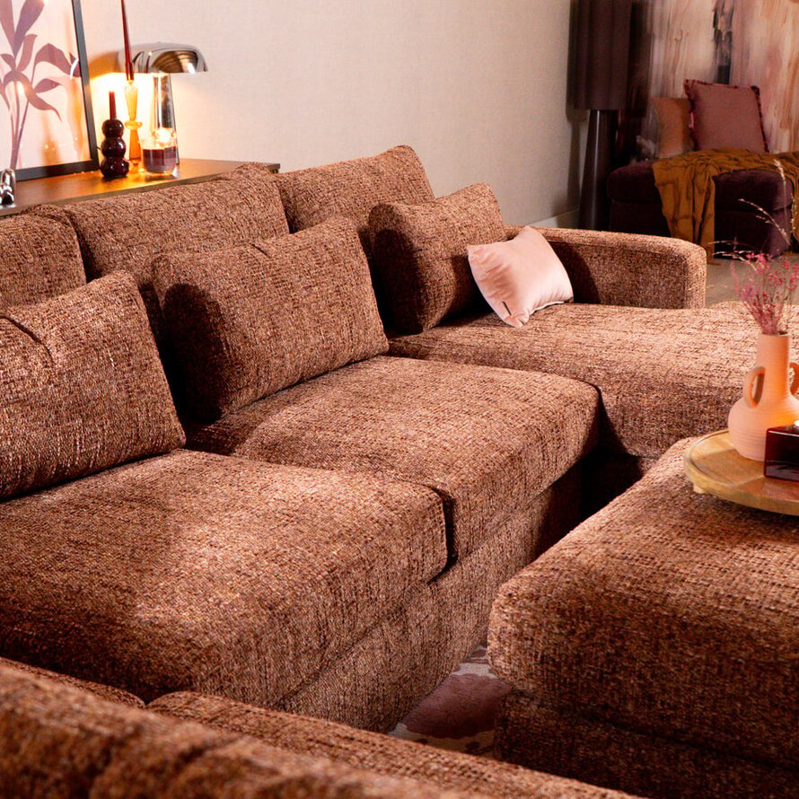 U-Sofa Kyle 6-Sitzer chenille rot