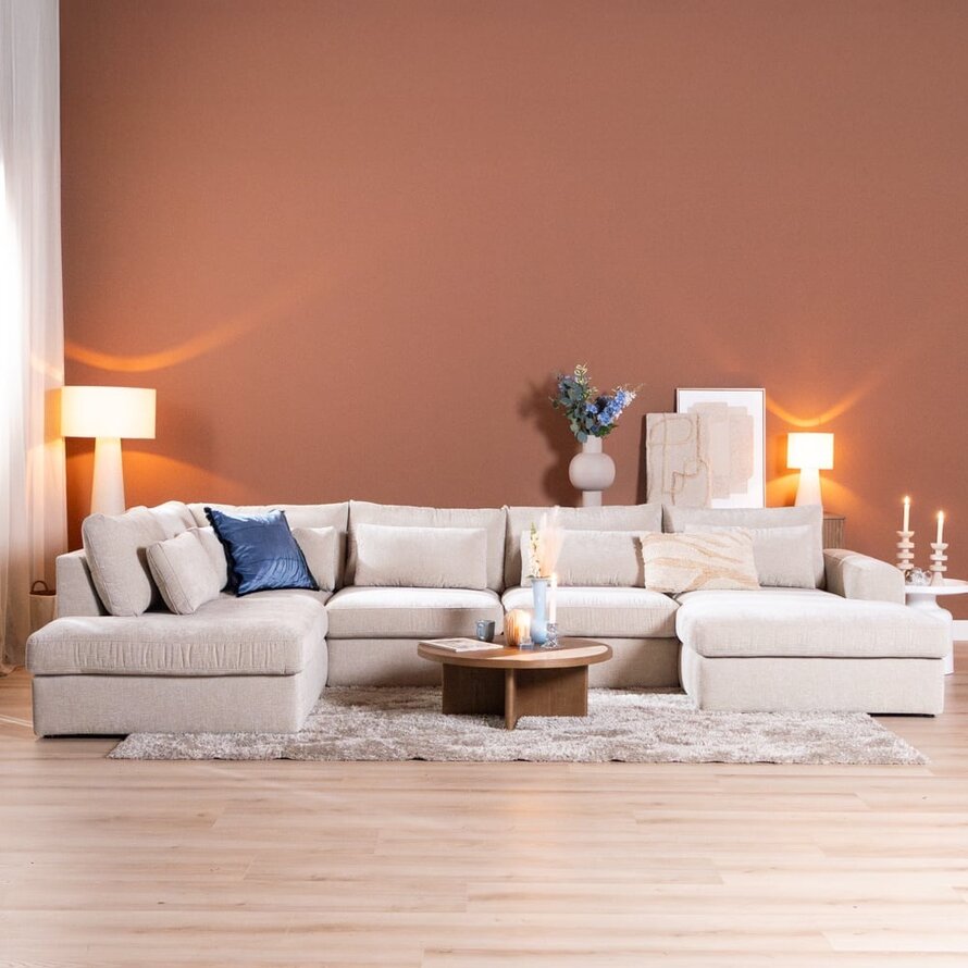 U-Sofa Kyle 6-Sitzer chenille sand