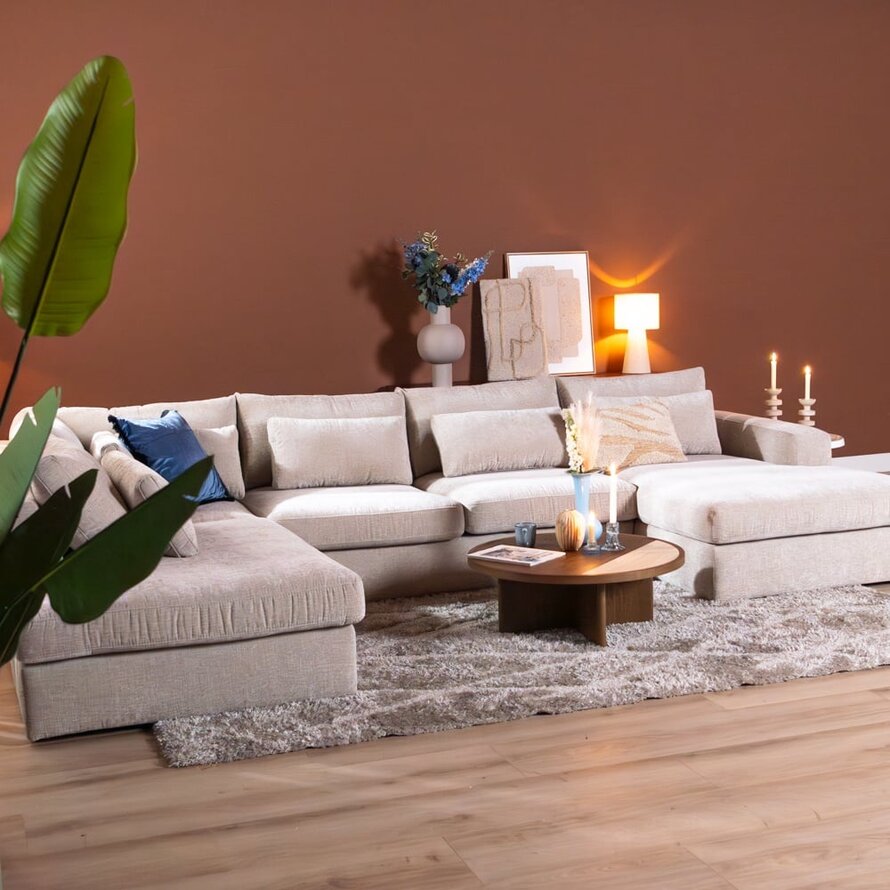 U-Sofa Kyle 6-Sitzer chenille sand