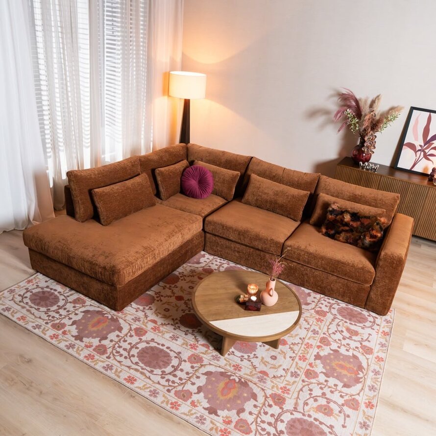 Ecksofa Kyle chenille kupfer links