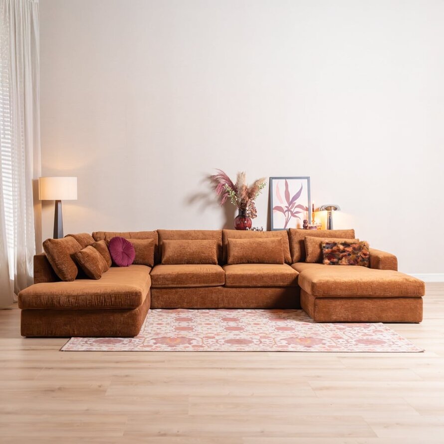 U-Sofa Kyle 6-Sitzer chenille kupfer