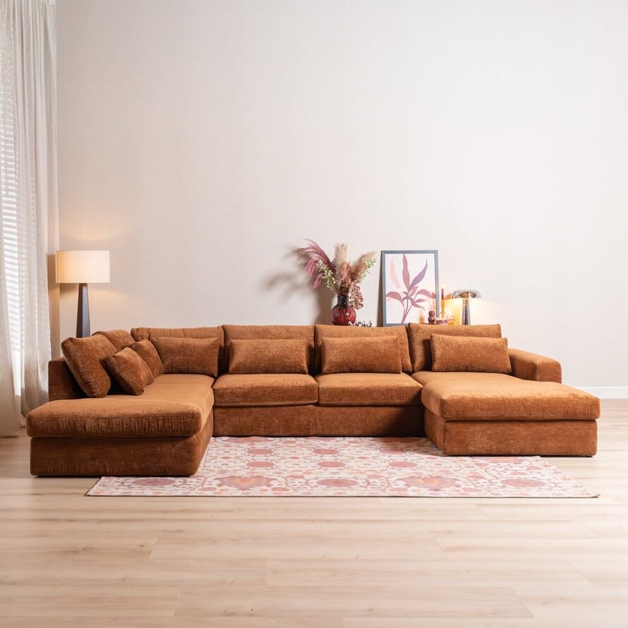 U-Sofa Kyle 6-Sitzer chenille kupfer