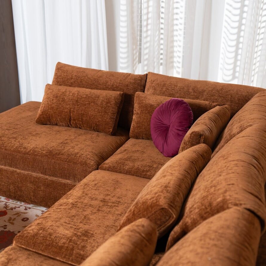U-Sofa Kyle 6-Sitzer chenille kupfer