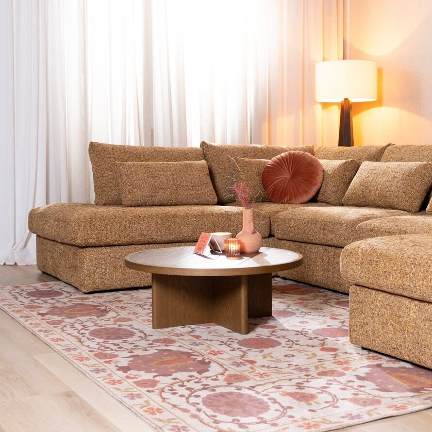 U-Sofa Kyle 6-Sitzer chenille ockergelb