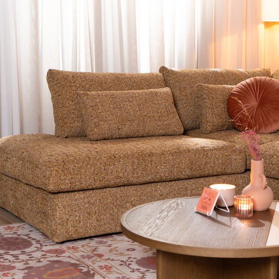 U-Sofa Kyle 6-Sitzer chenille ockergelb