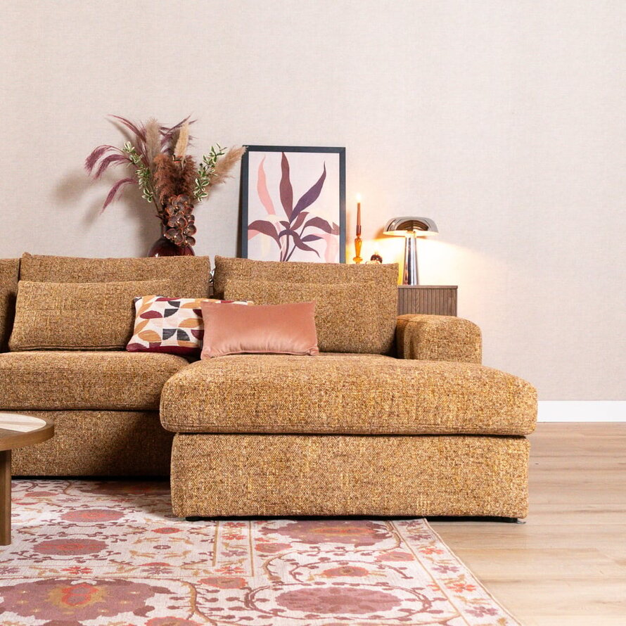 U-Sofa Kyle 6-Sitzer chenille ockergelb