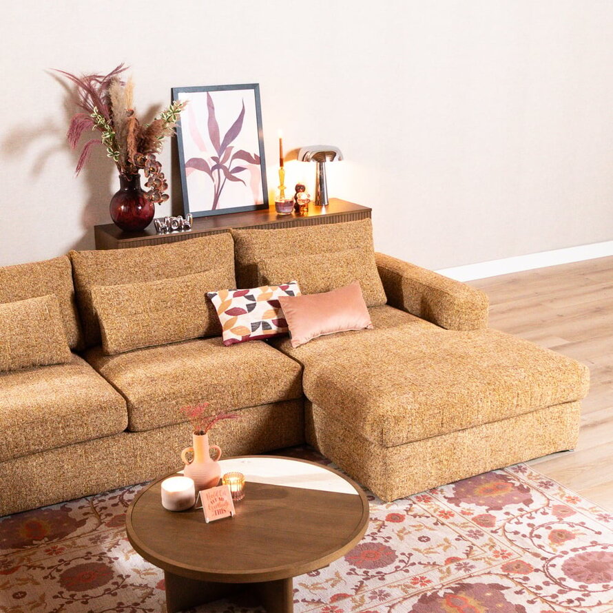 U-Sofa Kyle 6-Sitzer chenille ockergelb